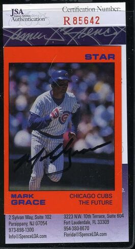 MARK GRACE 1988 STAR ROOKIE CUBS Hand Signed JSA Certified Autographed Authentic in Saudi Arabia