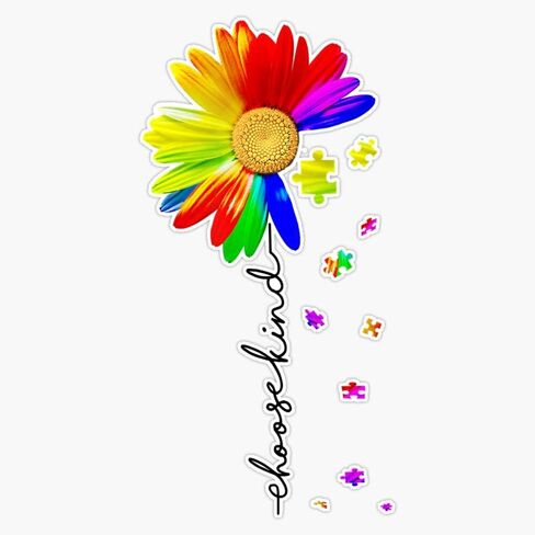 Elephant Sunflower Puzzle Choose Kind Autism Awareness Vinyl Sticker Waterproof Decal Laptop Wall Window Bumper Sticker 5" in Saudi Arabia