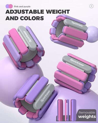 Sportneer Upgraded Wrist & Ankle Weights for Women Men- 1 Pair (1 lb/2 lb Each) | Adjustable Silicone Weighted Bracelet Set for Gym Yoga Pilates Strength Training Wearable Arm Hand Workout Weights in Saudi Arabia