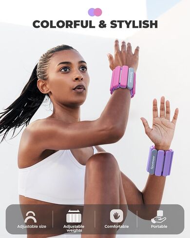 Sportneer Upgraded Wrist & Ankle Weights for Women Men- 1 Pair (1 lb/2 lb Each) | Adjustable Silicone Weighted Bracelet Set for Gym Yoga Pilates Strength Training Wearable Arm Hand Workout Weights in Saudi Arabia