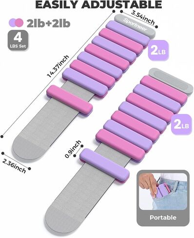 Sportneer Upgraded Wrist & Ankle Weights for Women Men- 1 Pair (1 lb/2 lb Each) | Adjustable Silicone Weighted Bracelet Set for Gym Yoga Pilates Strength Training Wearable Arm Hand Workout Weights in Saudi Arabia