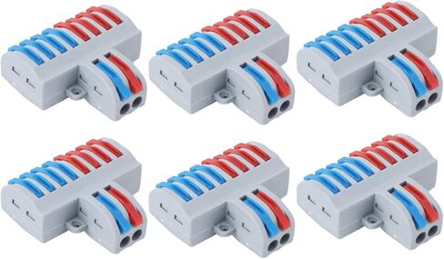 6PCS Lever Wire Connectors 2 in 8 Out Terminal Blocks Electrical Wire Splicing Connectors 10mm Stripping Quick Wiring Connect in Saudi Arabia