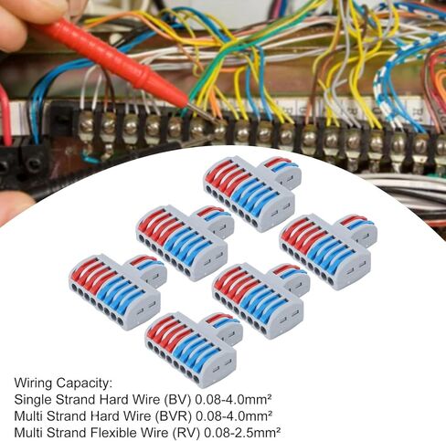6PCS Lever Wire Connectors 2 in 8 Out Terminal Blocks Electrical Wire Splicing Connectors 10mm Stripping Quick Wiring Connect in Saudi Arabia