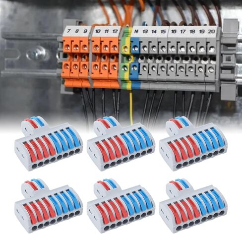 6PCS Lever Wire Connectors 2 in 8 Out Terminal Blocks Electrical Wire Splicing Connectors 10mm Stripping Quick Wiring Connect in Saudi Arabia