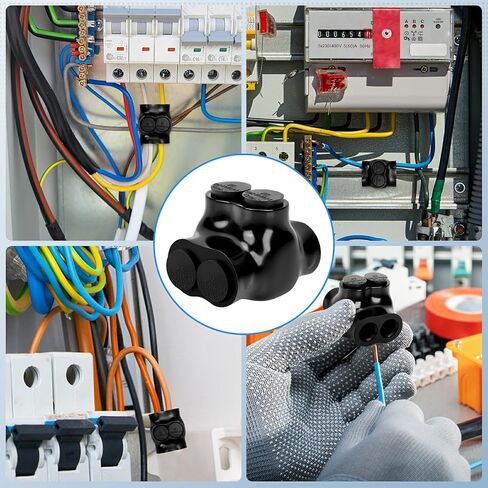 5 Pcs Insulated Wire Connectors Black Multi Splice Connector 2 Port Cable Connector Dual Entry Cable Splicers Electrical Power Wire Terminal Connectors (2-14 Wire Range) in Saudi Arabia