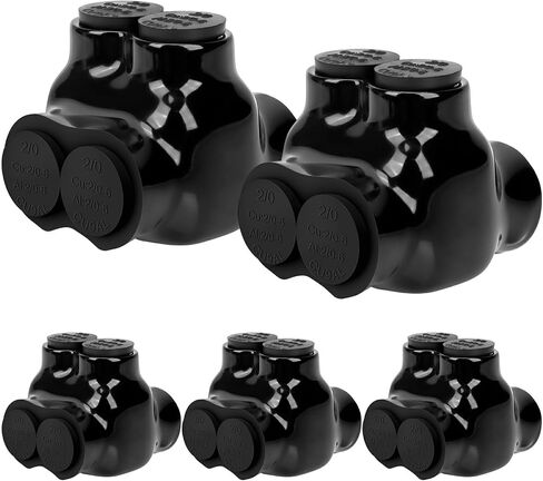 5 Pcs Insulated Wire Connectors Black Multi Splice Connector 2 Port Cable Connector Dual Entry Cable Splicers Electrical Power Wire Terminal Connectors (2-14 Wire Range) in Saudi Arabia