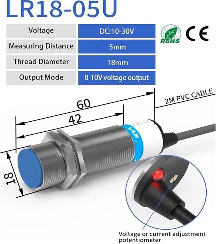 1 PCS استشعار القرب النزوح التناظري M12 M18 M30 0-10V الجهد أو 4-20MA مفتاح استشعار الخرج الحالي (M18 5MM 0-10V الإخراج) in Saudi Arabia