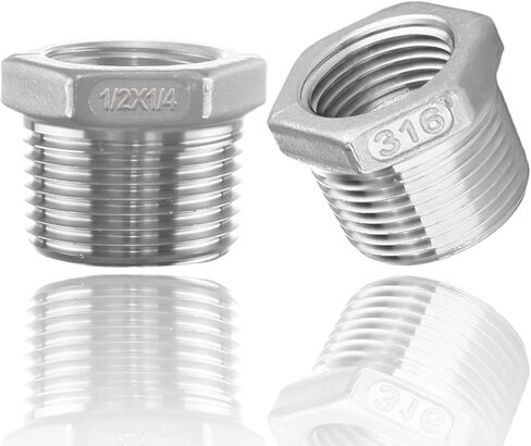 316 Stainless Steel Hex Bushing Reducer, 3/4" NPT Male to 1/2" NPT Female Pipe Fitting Adapter - Corrosion Resistant Connector for Plumbing, Hydraulic, Air, Oil & Gas Systems (3/4" to 1/2") in Saudi Arabia