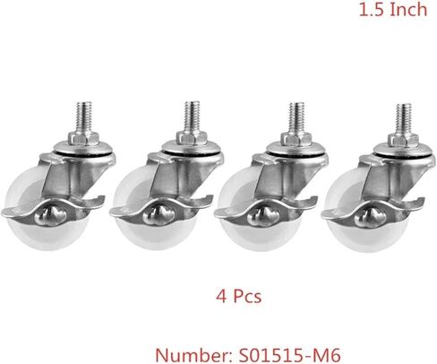 4Pcs Casters 1.5 Inch White Pp Screw Brake Wheel M6 Caster Diameter 40mm Small for Shelf in Saudi Arabia