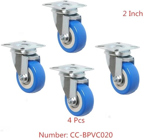 4pcs 2 بوصة زرقاء PVC مزدوجة تحمل العجلات العالمية صامت ارتداء عجلة متحركة مسطحة in Saudi Arabia