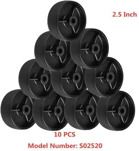 10pcs عجلات بقعة 2.5 بوصة سوداء PP واحد العجلة الداخلية الثقب 8 ملم القطر البلاستيكي لا حدوده 65 ملم المنزل in Saudi Arabia