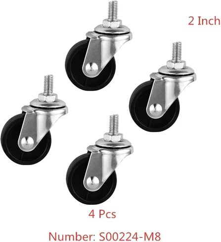 4pcs 2 بوصة العجلة الأسود PP Universal Wheel M8 أثاث المسمار ، قطره 50 ملم العربة in Saudi Arabia