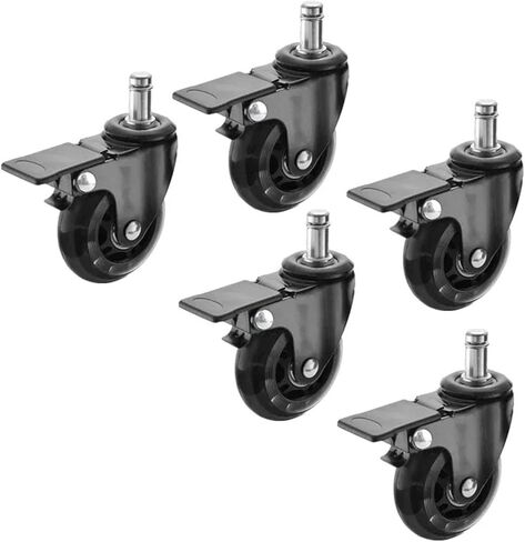5pcs 2.5 بوصة أسود M11 PU عجلة شفافة 11 ملم كرسي المكتب Universal Brake Furniture Scaster in Saudi Arabia