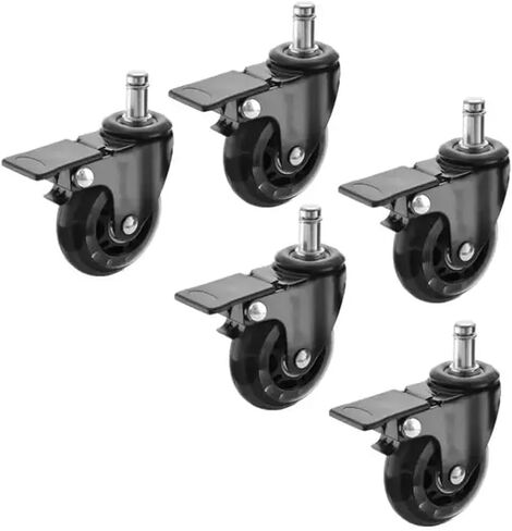 5pcs 2.5 بوصة أسود M11 PU عجلة شفافة 11 ملم كرسي المكتب Universal Brake Furniture Scaster in Saudi Arabia