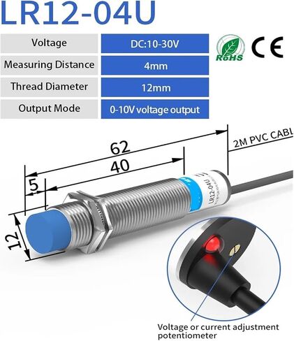 1 Pcs Analog Linear Displacement Proximity Sensor M12 M18 M30 0-10V Voltage or 4-20mA Current Output Sensing Switch(M18 8mm 0-10v Output) in Saudi Arabia