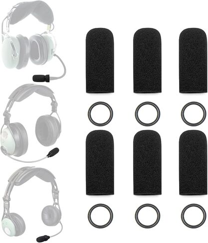 مجموعة غطاء MIC DC من 6 عبوات-متوافقة مع سماعات David Clark DC One-X/Pro-X2/DC-PRO X/H10-13.4/H10-60/H20 و M-7/M-4/M-5/M-77/DC-87 ميكروفونات-6 أغطية رغوة ضئيلة + 6 O-ORings in Saudi Arabia