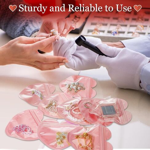 300 Pcs Heart-shaped Jewelry Packaging Bags Small Jewelry Transparent Resealable Cute Treat Bags for Business Wedding Birthday Festival Party Favor Supplies in Saudi Arabia