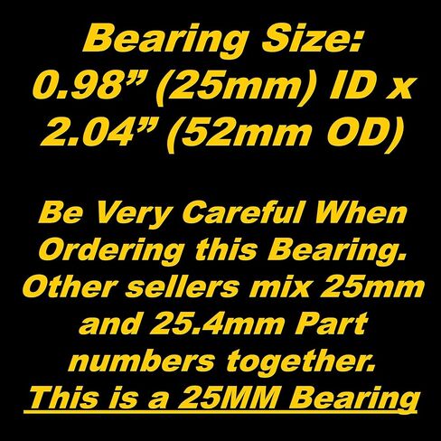 (4 Pack) HD Switch Front Wheel Bearings Premium Replacement for John Deere Z425, Z445, Z465-25MM ID (0.984" ID) X 52MM OD (2.047" OD) in Saudi Arabia