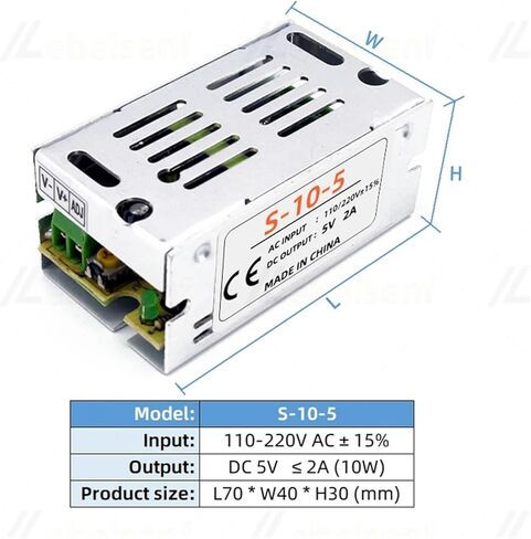 Mini AC/DC Switch Power Supply 5V 10W 2A LED Drive Lighting Transformer 110V 220V AC to DC 5 Volt 10Watt 2 Amp Voltage Converter in Saudi Arabia