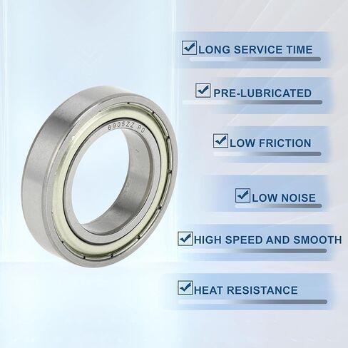 ACROPIX 6905ZZ Deep Groove Ball Bearings P0 25x42x9mm Lubricated Bearings Double Metal Seal Silver Tone Scooter Skateboard Wheel - Pack of 4 in Saudi Arabia