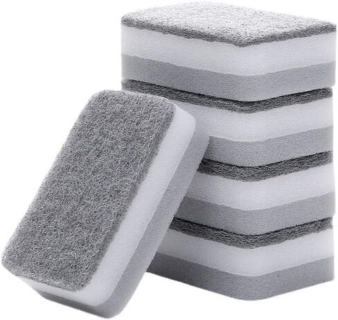 lasenersm 10 Pieces Dishwashing Sponge Kitchen Dishwashing Sponge Non Scratch Scouring Pad Non-Scratch Scouring Pad Non Scratch Sponge Double-Sided Cleaning Sponge Non-Scratch Scrub Sponge, Grey in Saudi Arabia