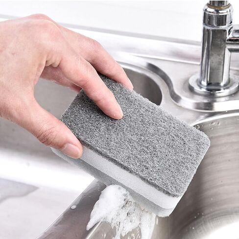 lasenersm 10 Pieces Dishwashing Sponge Kitchen Dishwashing Sponge Non Scratch Scouring Pad Non-Scratch Scouring Pad Non Scratch Sponge Double-Sided Cleaning Sponge Non-Scratch Scrub Sponge, Grey in Saudi Arabia