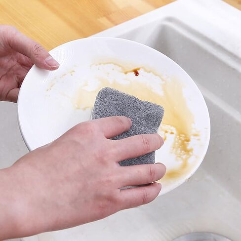 lasenersm 10 Pieces Dishwashing Sponge Kitchen Dishwashing Sponge Non Scratch Scouring Pad Non-Scratch Scouring Pad Non Scratch Sponge Double-Sided Cleaning Sponge Non-Scratch Scrub Sponge, Grey in Saudi Arabia