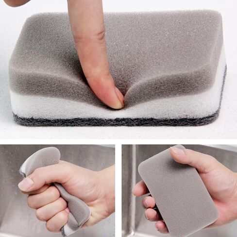 lasenersm 10 Pieces Dishwashing Sponge Kitchen Dishwashing Sponge Non Scratch Scouring Pad Non-Scratch Scouring Pad Non Scratch Sponge Double-Sided Cleaning Sponge Non-Scratch Scrub Sponge, Grey in Saudi Arabia