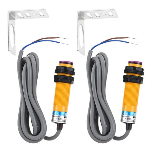 1 Pair M18 Photoelectric Sensor E3F-5DN1-5L, Infrared Through-Beam/Reflective Switch, 6-36VDC NPN NO Proximity Switch with mounting Bracket (Inductive Distance 5M) in Kuwait