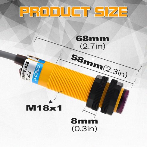 1 Pair M18 Photoelectric Sensor E3F-5DN1-5L, Infrared Through-Beam/Reflective Switch, 6-36VDC NPN NO Proximity Switch with mounting Bracket (Inductive Distance 5M) in Kuwait