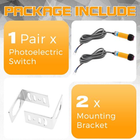 1 Pair M18 Photoelectric Sensor E3F-5DN1-5L, Infrared Through-Beam/Reflective Switch, 6-36VDC NPN NO Proximity Switch with mounting Bracket (Inductive Distance 5M) in Kuwait
