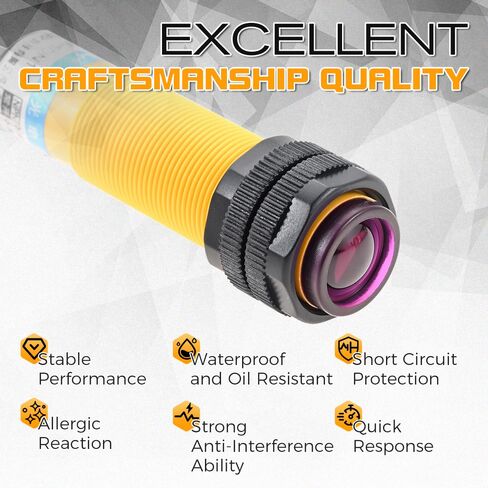 1 Pair M18 Photoelectric Sensor E3F-5DN1-5L, Infrared Through-Beam/Reflective Switch, 6-36VDC NPN NO Proximity Switch with mounting Bracket (Inductive Distance 5M) in Kuwait