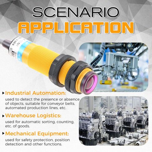 1 Pair M18 Photoelectric Sensor E3F-5DN1-5L, Infrared Through-Beam/Reflective Switch, 6-36VDC NPN NO Proximity Switch with mounting Bracket (Inductive Distance 5M) in Kuwait