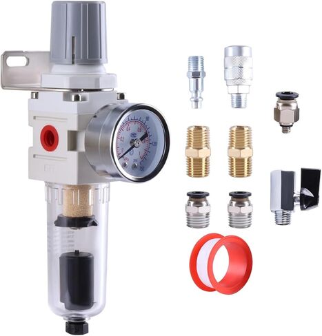 Pneumatic Filter Regulator AW2000-02 AW4000-04 Pneumatic Valve Pneumatic Compressed Air Filter Regulator With Gauge Air Tool(Manual Drain 1l4NPT) in Kuwait