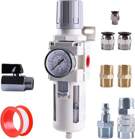 Pneumatic Filter Regulator AW2000-02 AW4000-04 Pneumatic Valve Pneumatic Compressed Air Filter Regulator With Gauge Air Tool(Manual Drain 1l4NPT) in Kuwait