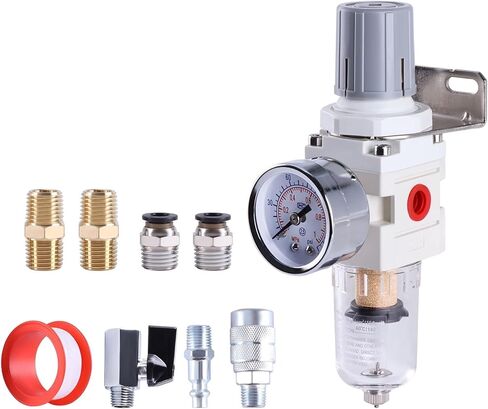 Pneumatic Filter Regulator AW2000-02 AW4000-04 Pneumatic Valve Pneumatic Compressed Air Filter Regulator With Gauge Air Tool(Manual Drain 1l4NPT) in Kuwait