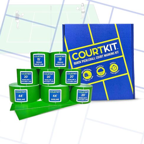 Quick Pickleball Court Marking Kit with Pre-Measured, Pre-Cut Tape Lines, 2" Indoor Outdoor Boundary Markers, Temporary or Permanent, Waterproof, Concrete, Cement, Driveway, Asphalt, Schools, Gyms in Saudi Arabia