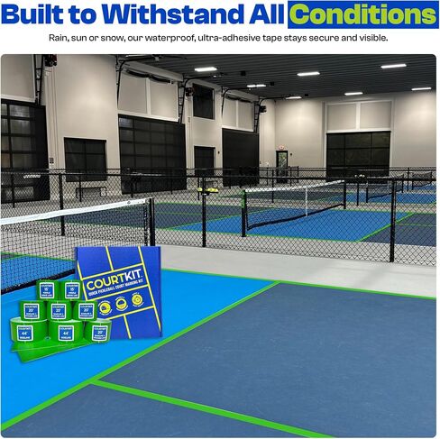 Quick Pickleball Court Marking Kit with Pre-Measured, Pre-Cut Tape Lines, 2" Indoor Outdoor Boundary Markers, Temporary or Permanent, Waterproof, Concrete, Cement, Driveway, Asphalt, Schools, Gyms in Saudi Arabia