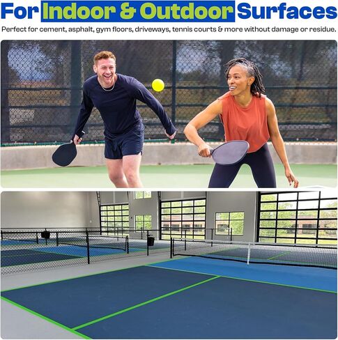 Quick Pickleball Court Marking Kit with Pre-Measured, Pre-Cut Tape Lines, 2" Indoor Outdoor Boundary Markers, Temporary or Permanent, Waterproof, Concrete, Cement, Driveway, Asphalt, Schools, Gyms in Saudi Arabia