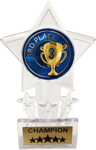 Express Medals 6.5 Inch Clear Acrylic Star 3rd Place Champion Trophy Award Third Trophies Awards Prize Winner Gift Competition (Pack of 1) in Saudi Arabia