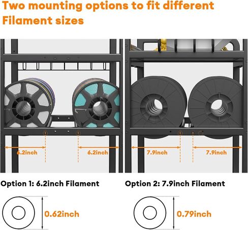 3D Printer Filament Storage Rack- 4 Tiers Filament Spool Holder, Heavy Duty 3D Printing Stand Filament Organizer with 360° Wheels, Metal Filament Stand Shelf for PLA/ABS/TPU/Nylon (Black) in Kuwait