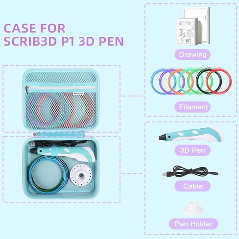 حالة التخزين الصعبة متوافقة مع Scrib3d P1 مجموعة قلم الطباعة ثلاثية الأبعاد المتقدمة ، وحالة حامل المنظم المحمولة للقلم ثلاثي الأبعاد والكابل in Kuwait