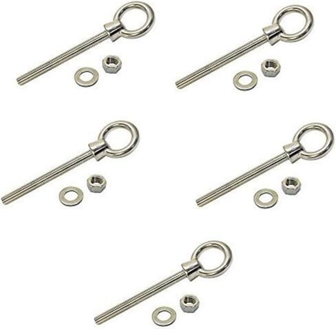 5 Pieces 3/8 Inch x 6 Inch Stainless Steel Marine Shoulder Eye Bolt WLL 1,000 Pounds in Saudi Arabia