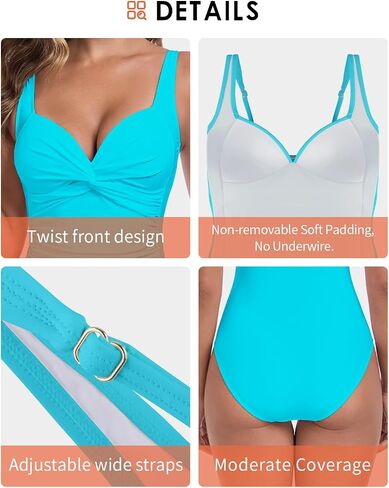 Women's Twist Front One Piece Swimsuits Ruched Bathing Suits Sweetheart Neckline Swimwear in Saudi Arabia
