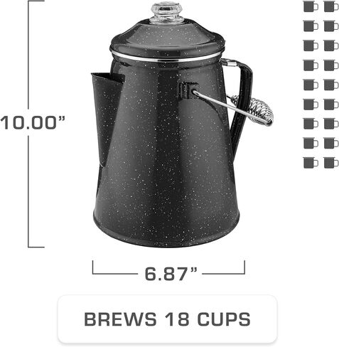 COLETTI Classic Enamel Coffee Percolator Stovetop (Matte Gray, 12 Cup) — The Original Camping Coffee Maker Made Modern — Essential for the Campsite Brewmaster – Camp Coffee Pot in Kuwait