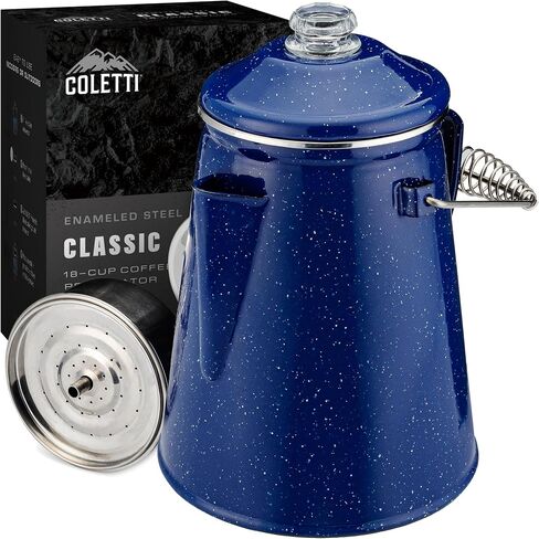 COLETTI Classic Enamel Coffee Percolator Stovetop (Matte Gray, 12 Cup) — The Original Camping Coffee Maker Made Modern — Essential for the Campsite Brewmaster – Camp Coffee Pot in Saudi Arabia