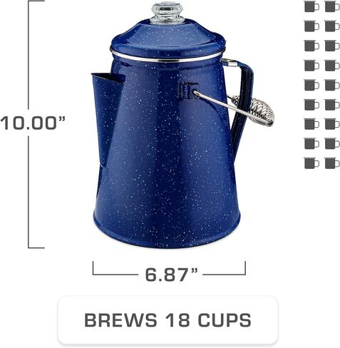 COLETTI Classic Enamel Coffee Percolator Stovetop (Matte Gray, 12 Cup) — The Original Camping Coffee Maker Made Modern — Essential for the Campsite Brewmaster – Camp Coffee Pot in Saudi Arabia