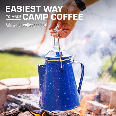 COLETTI Classic Enamel Coffee Percolator Stovetop (Matte Gray, 12 Cup) — The Original Camping Coffee Maker Made Modern — Essential for the Campsite Brewmaster – Camp Coffee Pot in Saudi Arabia