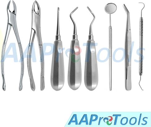 Extracting Forceps Elevators 8 Pc Kit Dental Instruments Stainless Steel in Saudi Arabia