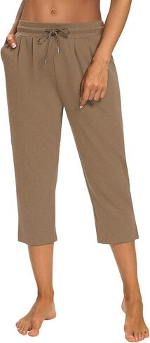 Women Yoga Capri Pants Comfy Drawstring Lounge Sweatpants with Side Pockets in Saudi Arabia